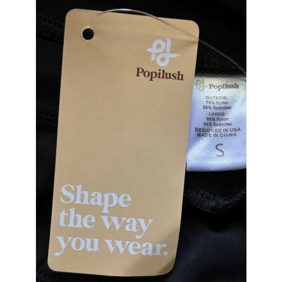 NWT Popilush Shapewear Faux Leather Tummy Control High Rise Leggings Small - Picture 7 of 7